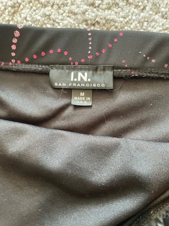 I.N. San Francisco Black One-Shoulder Evening Gown with Pink Dot Swirl - Picture 3 of 4